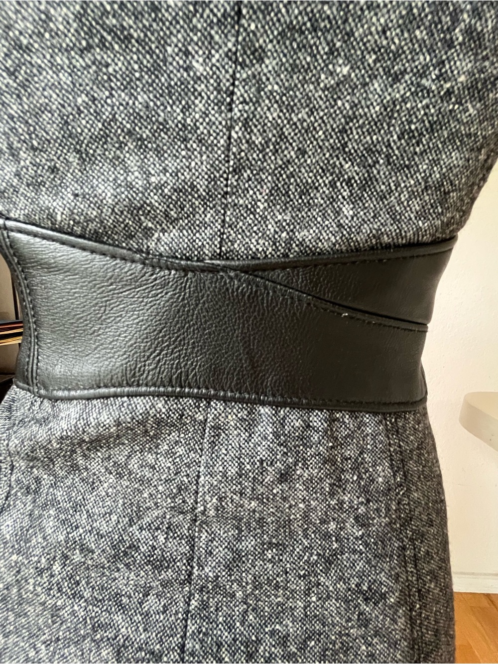 VTg Bebe Leather Wool Corset Dress Bodycon Size 2 Sleeveless - Picture 10 of 13
